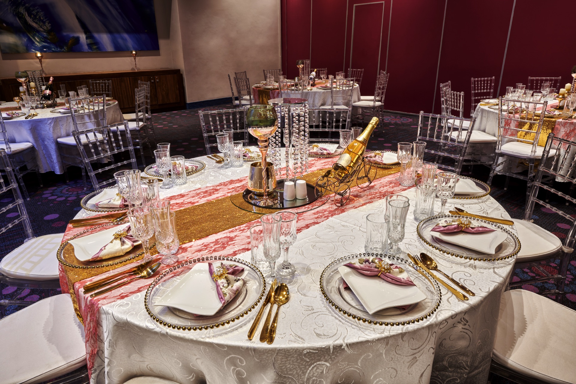 Banquet table set for conferencing at Rio, Klerksdorp