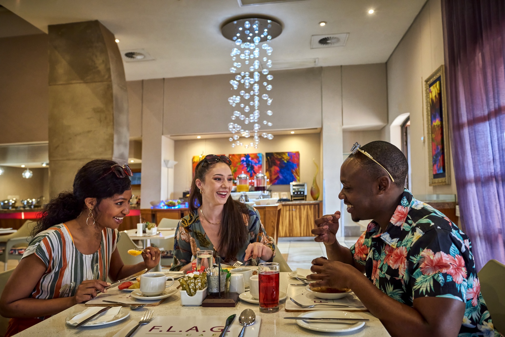 Friends over breakfast at F.L.A.G. Cafe, Rio, Klerksdorp